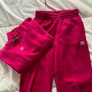 Adidas bold pink sweatshirt and pants